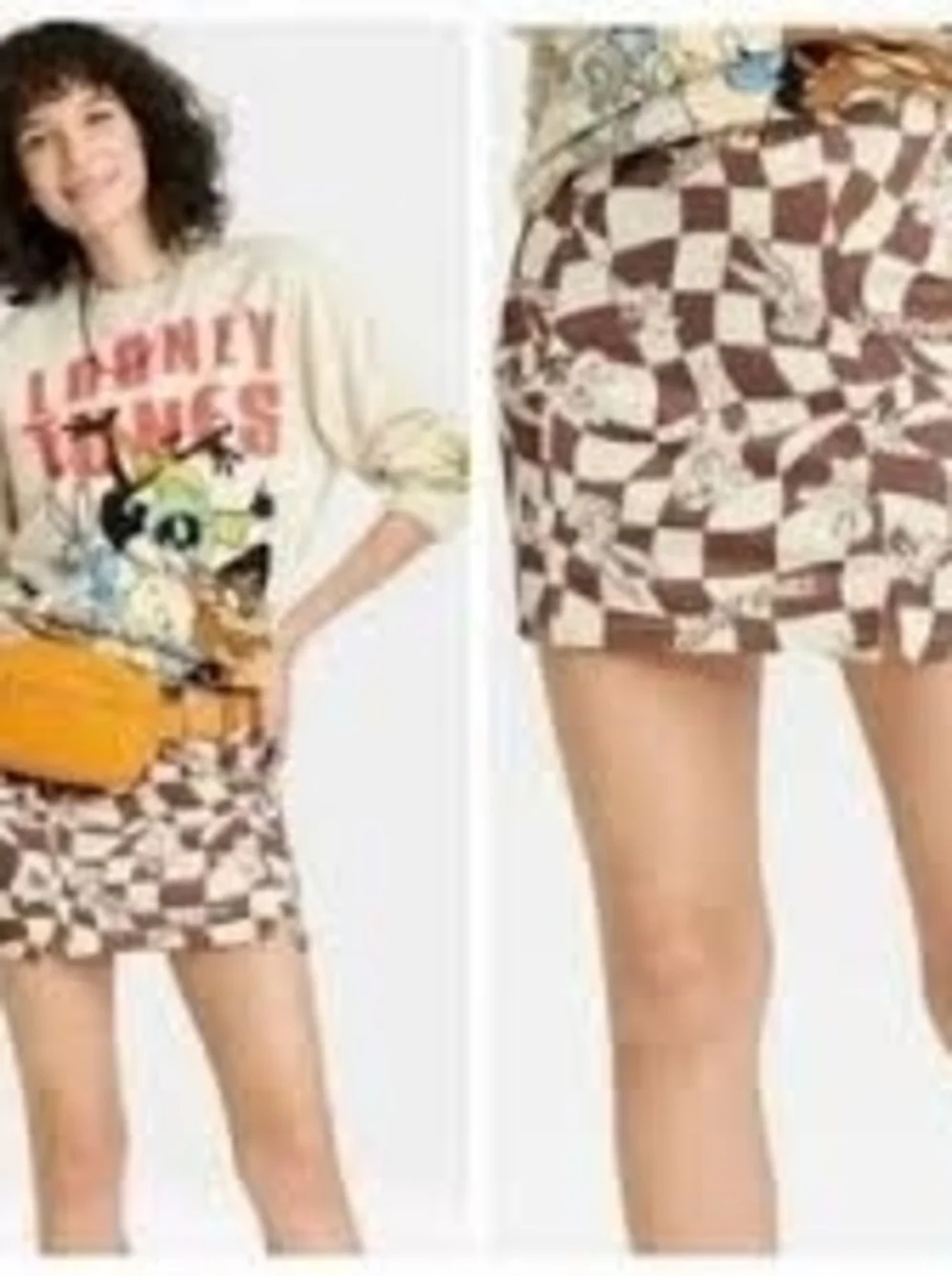 Skirts | Brown Checkerboard Print Mini Skirt | Poshmark